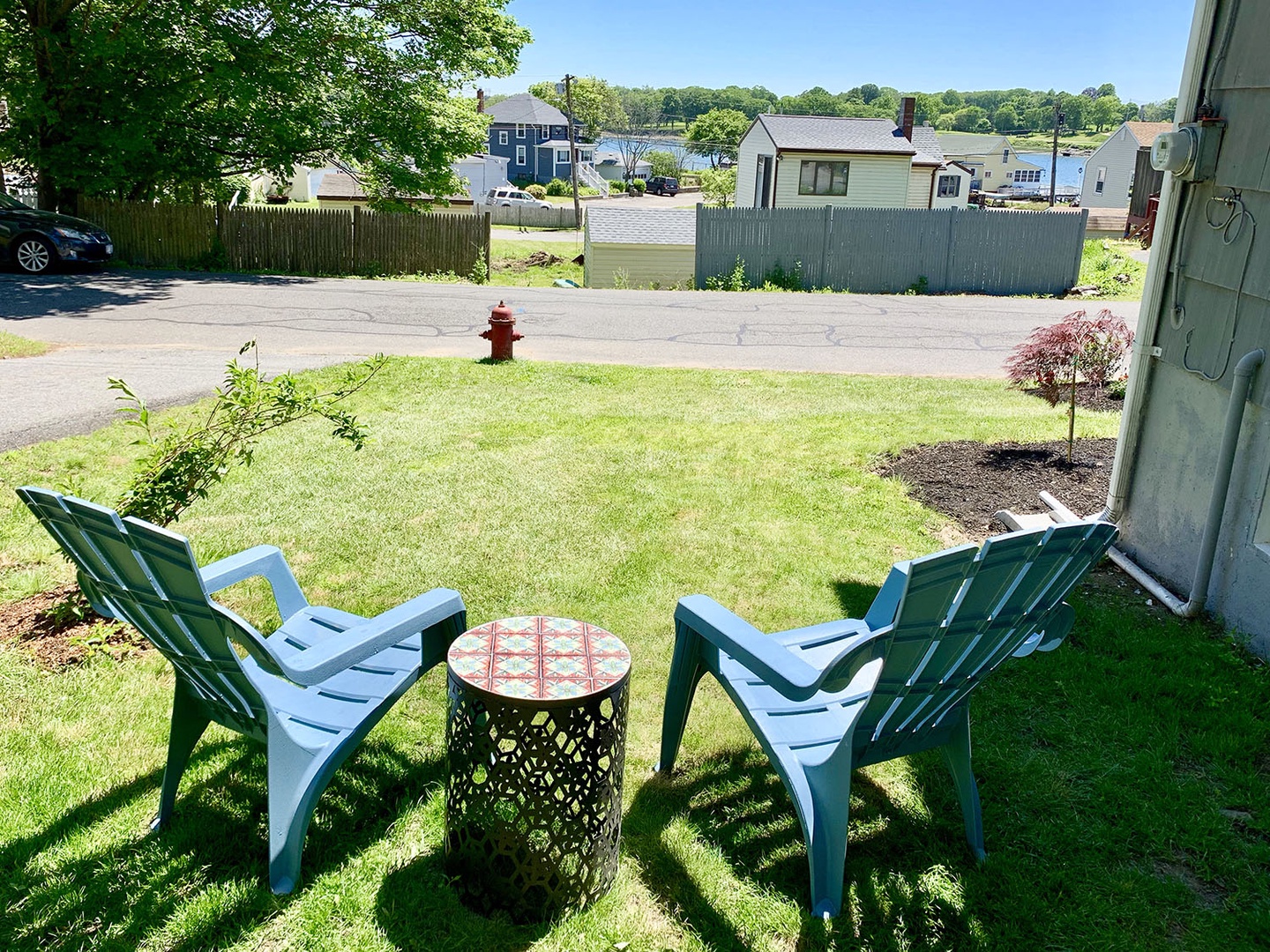 Enjoy river views from the grassy lawn.