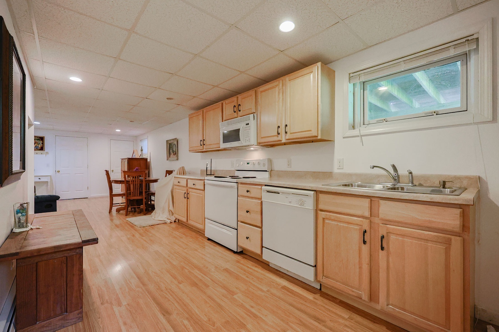 The charming garden level suite with a living and dining area