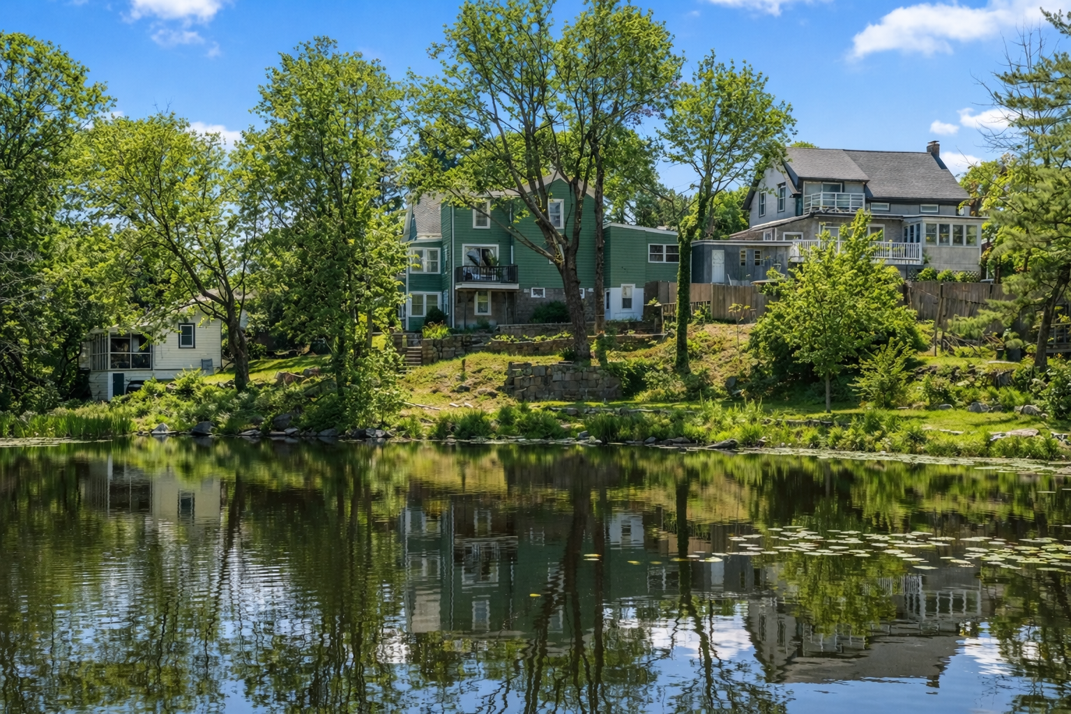View of the house in the summer from Mill Pond Park.