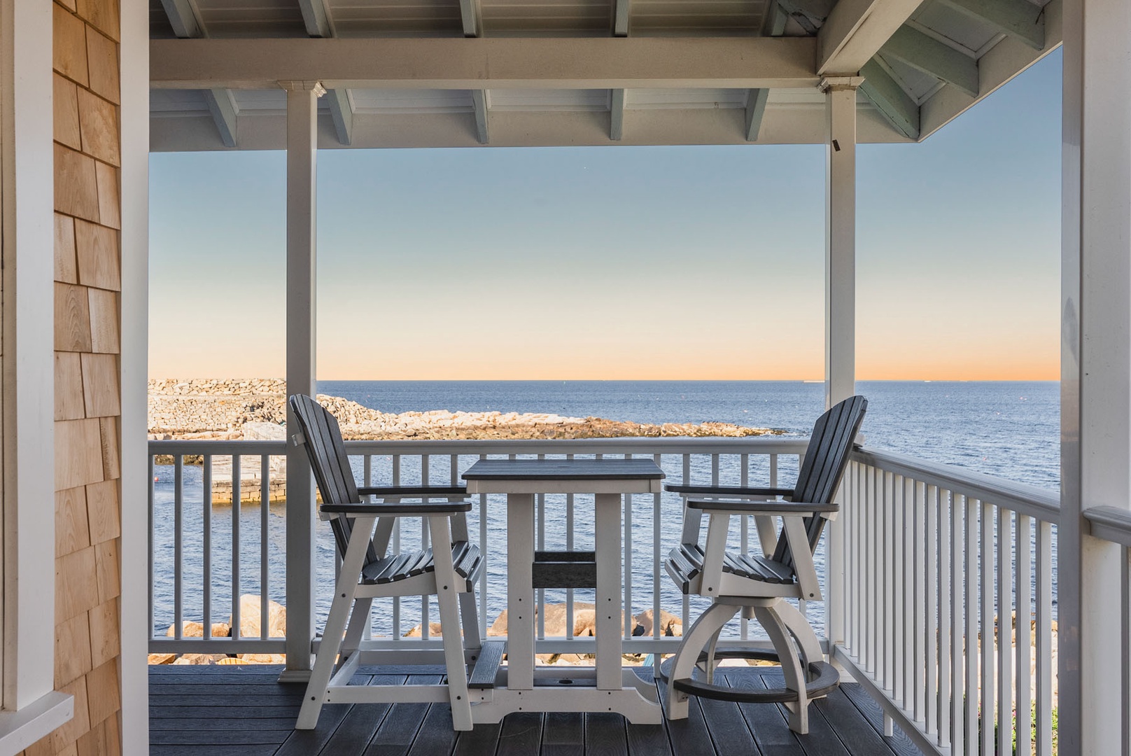 Enjoy the perfect cup of coffee gazing at the sea.