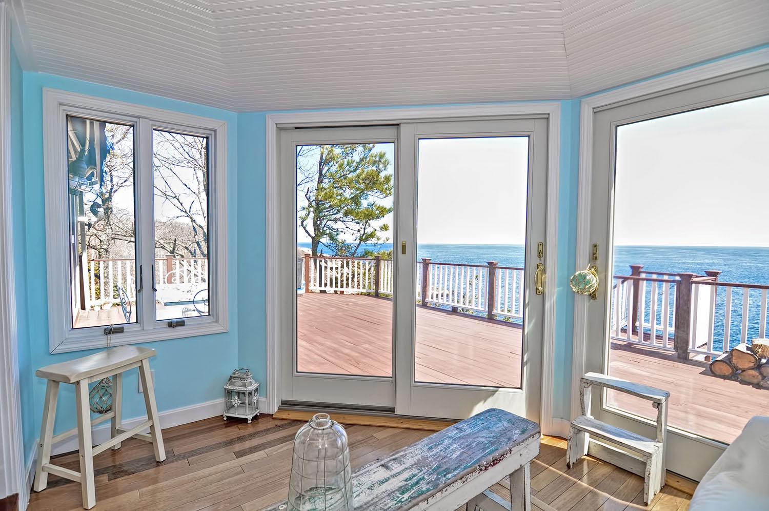 The back deck can be accessed via the sun room.