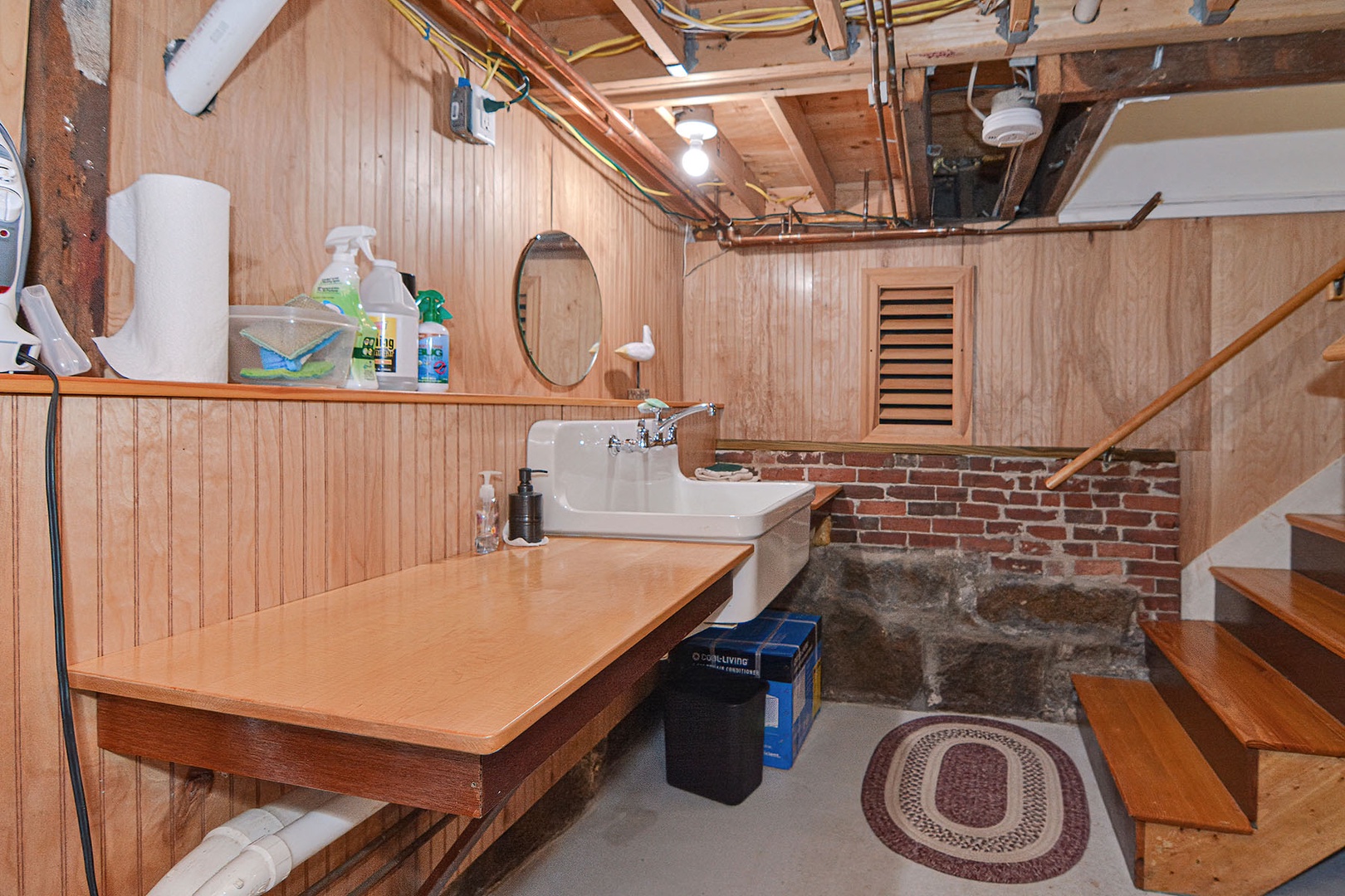 Basement laundry area and extra sink