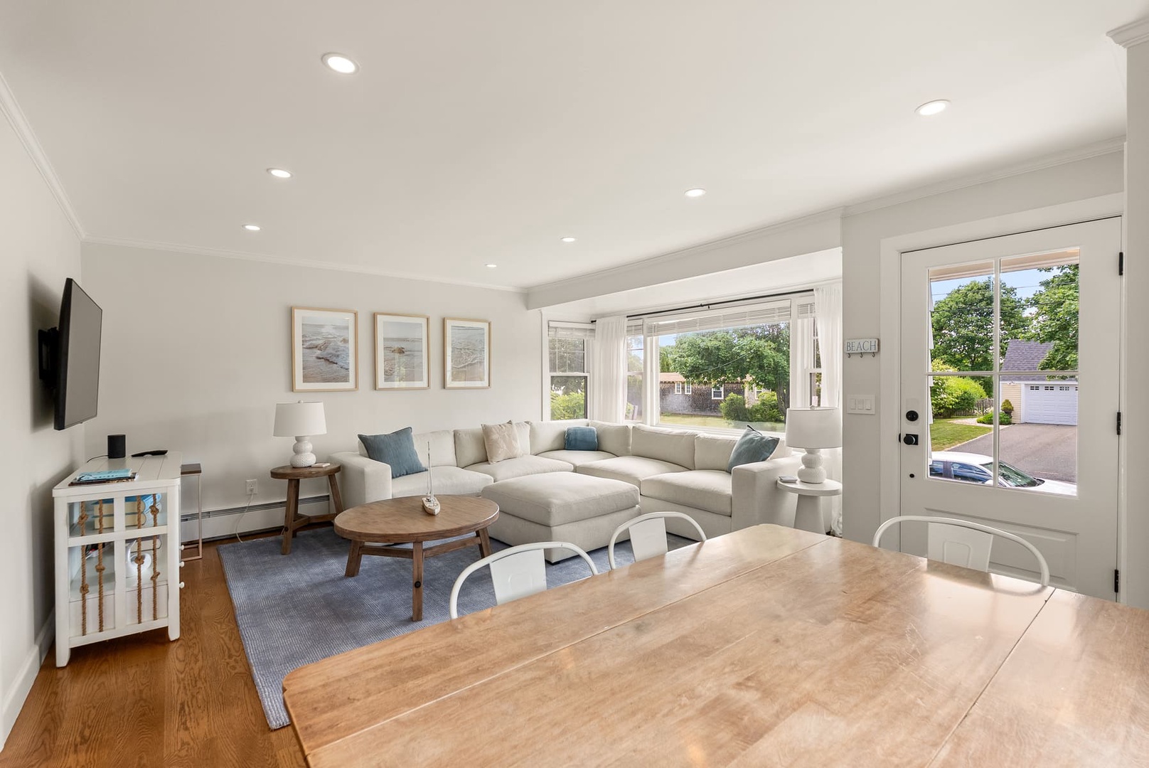 The dining area overlooking the living room.