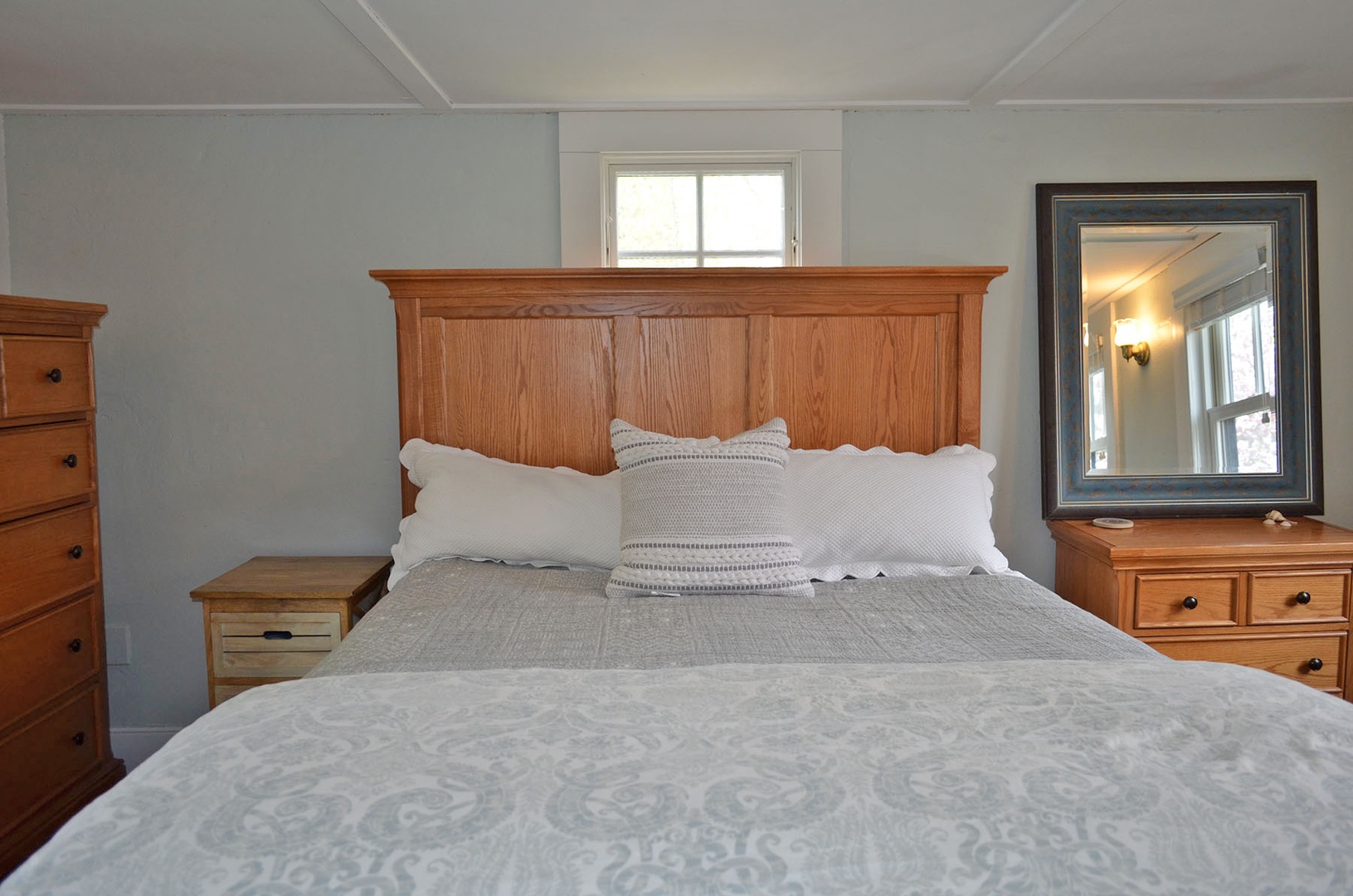 The main bedroom has a Queen bed.
