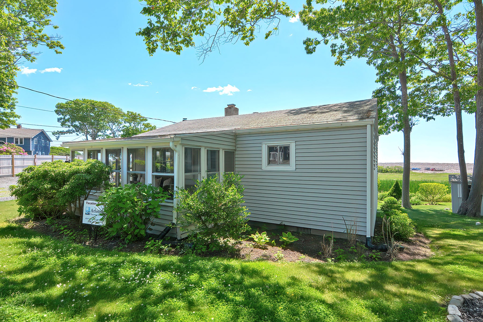 View of the cottage and front garden from the road.