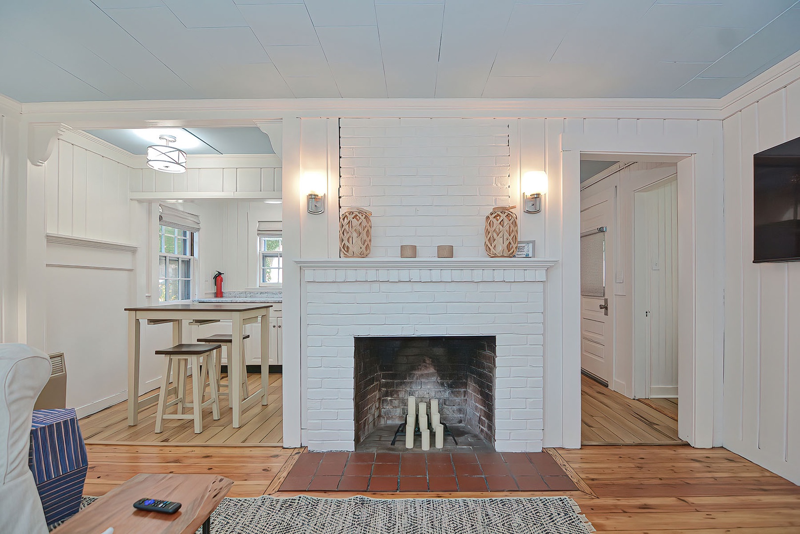 Looking toward the kitchen and dining area from the living room.