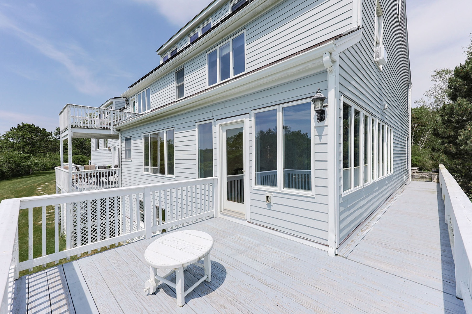 The deck outside the sun porch.