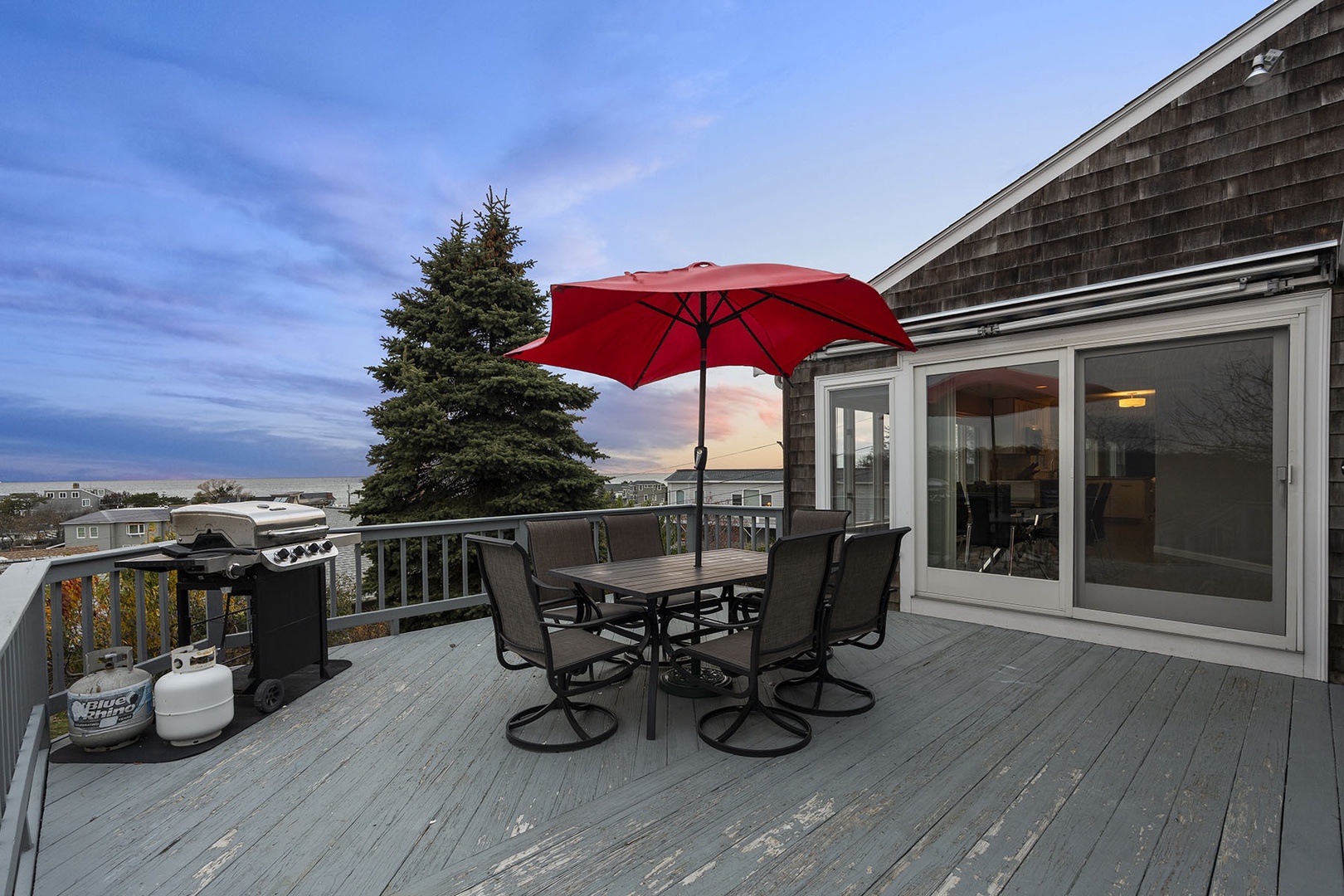 Cozy deck with beautiful ocean views.