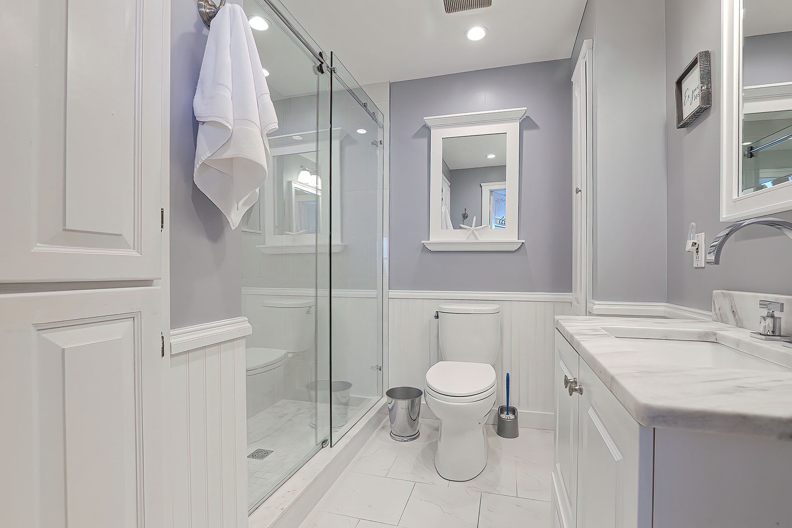 Full bath on the main level, with walk in shower.