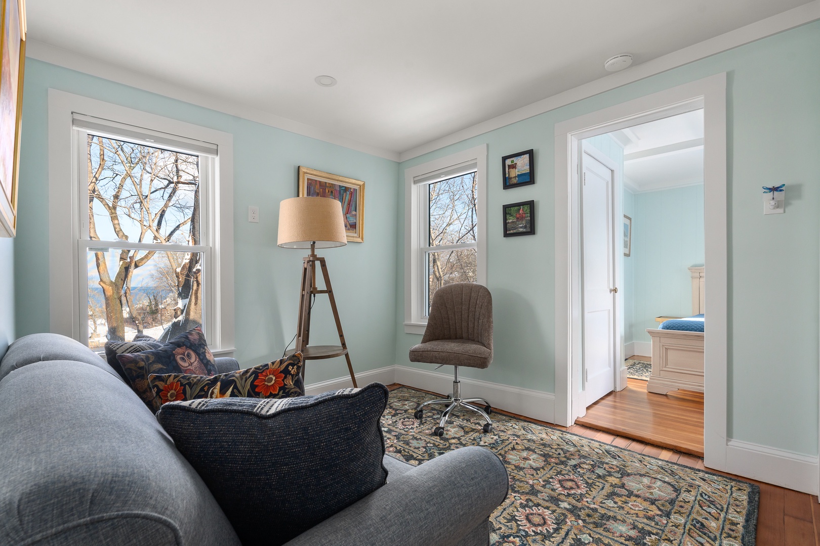 Den located in the upper floor with a pull-out sofa.