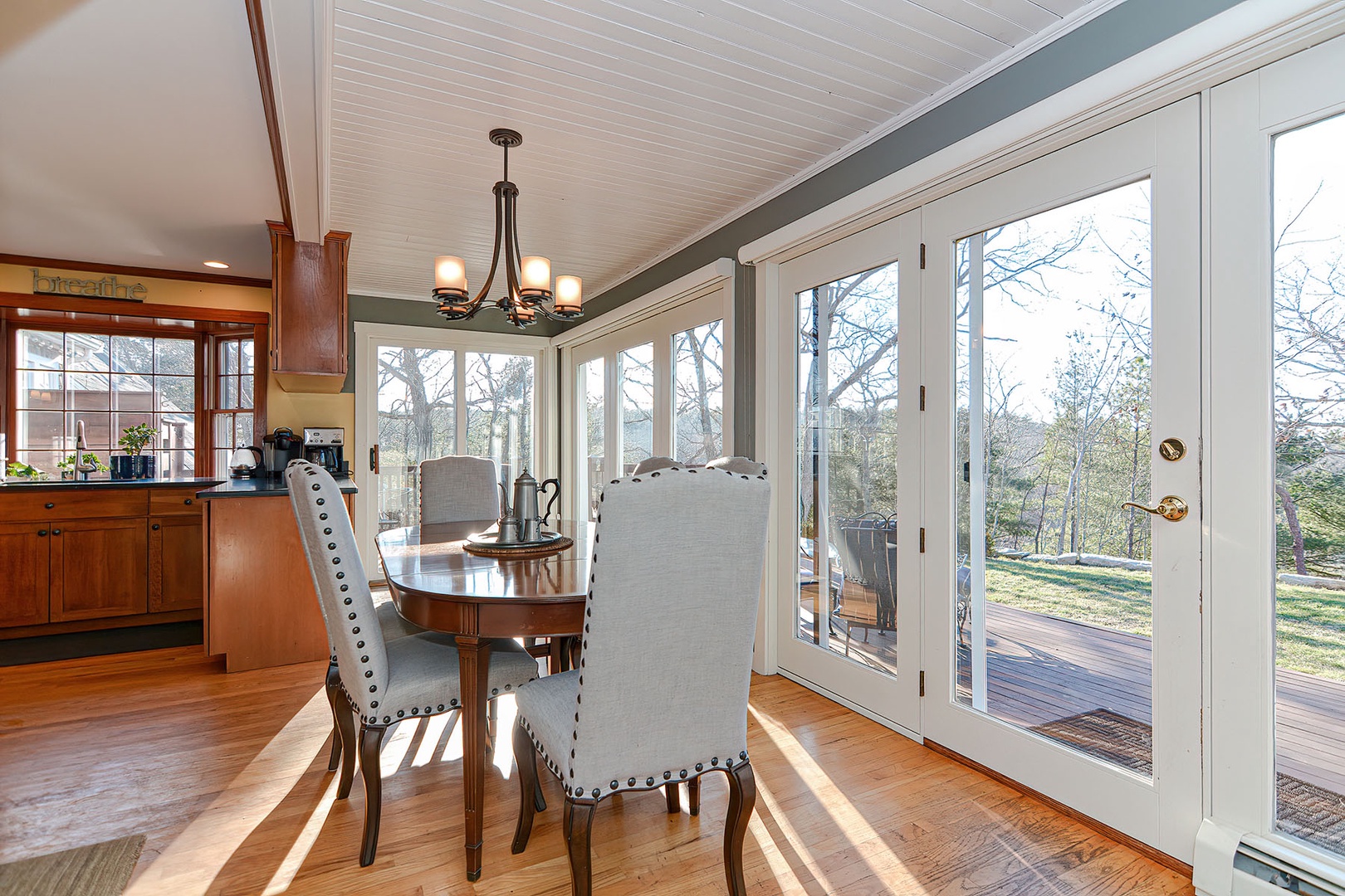 Formal dining table with a view.