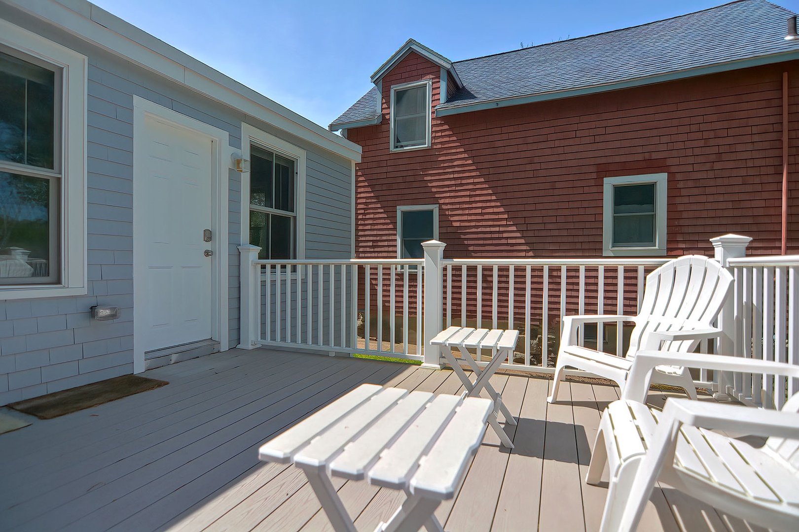 The deck is a pleasant place to relax.