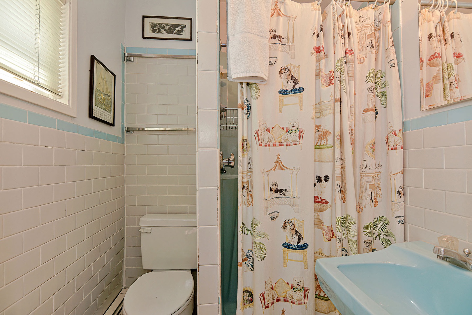 First floor hall bathroom with stand-up shower