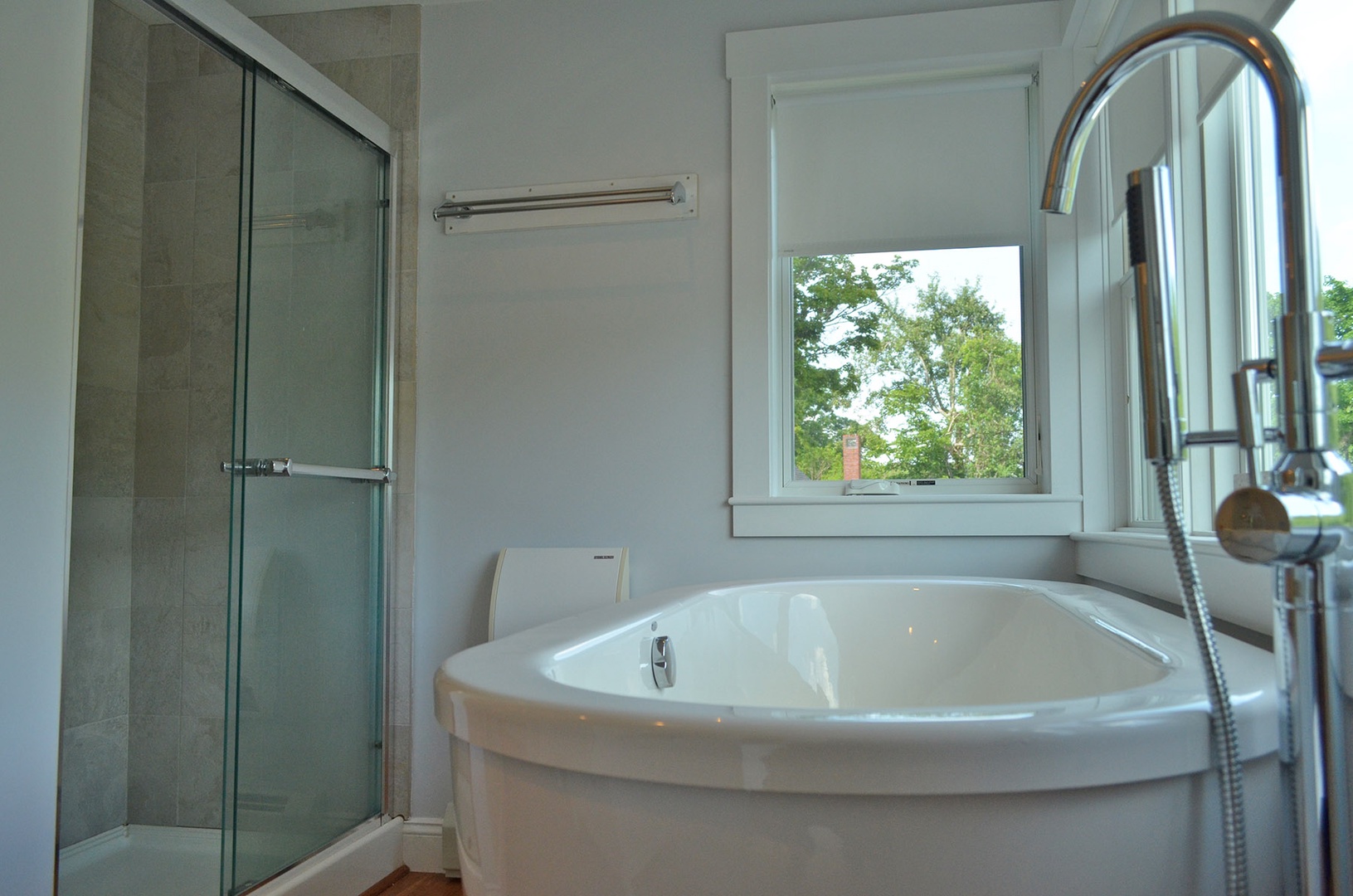 The Master bath features a soaking tub and walk-in shower.