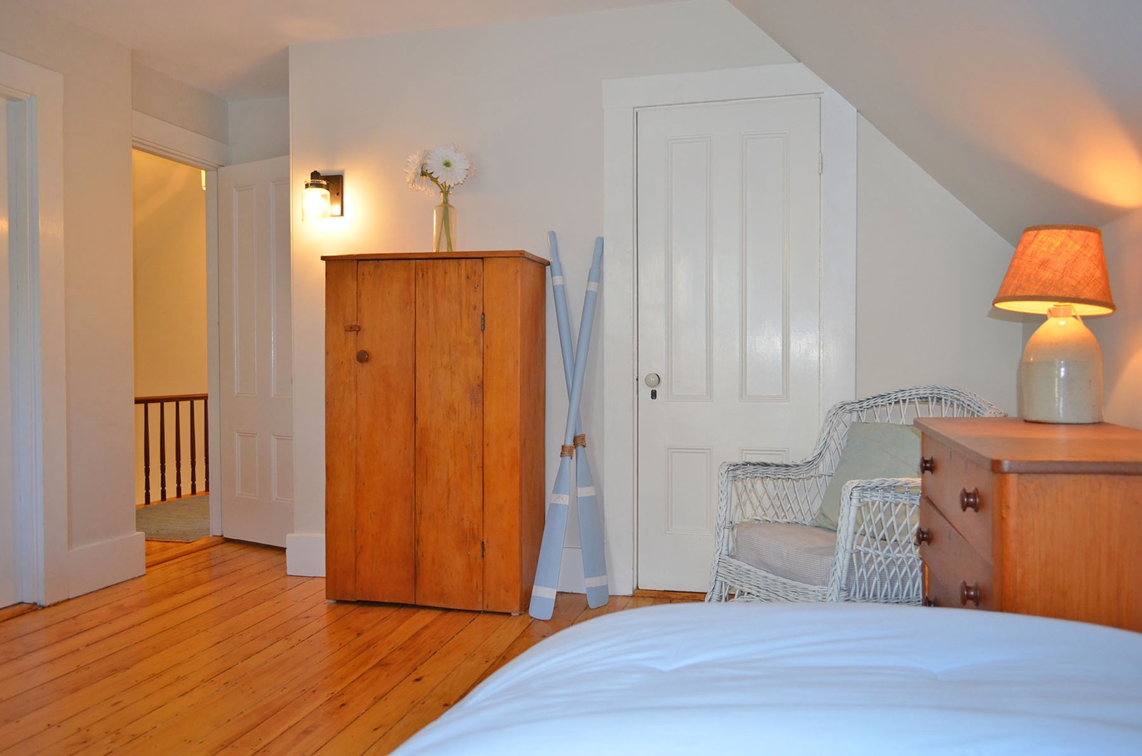 View of the Twin bedroom featuring beautiful hardwood floors.