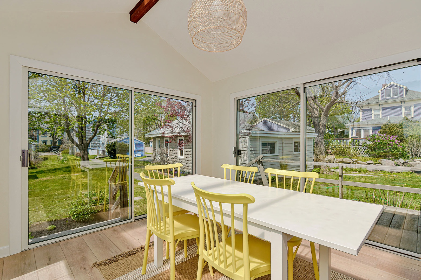 The dining room is on the sun porch