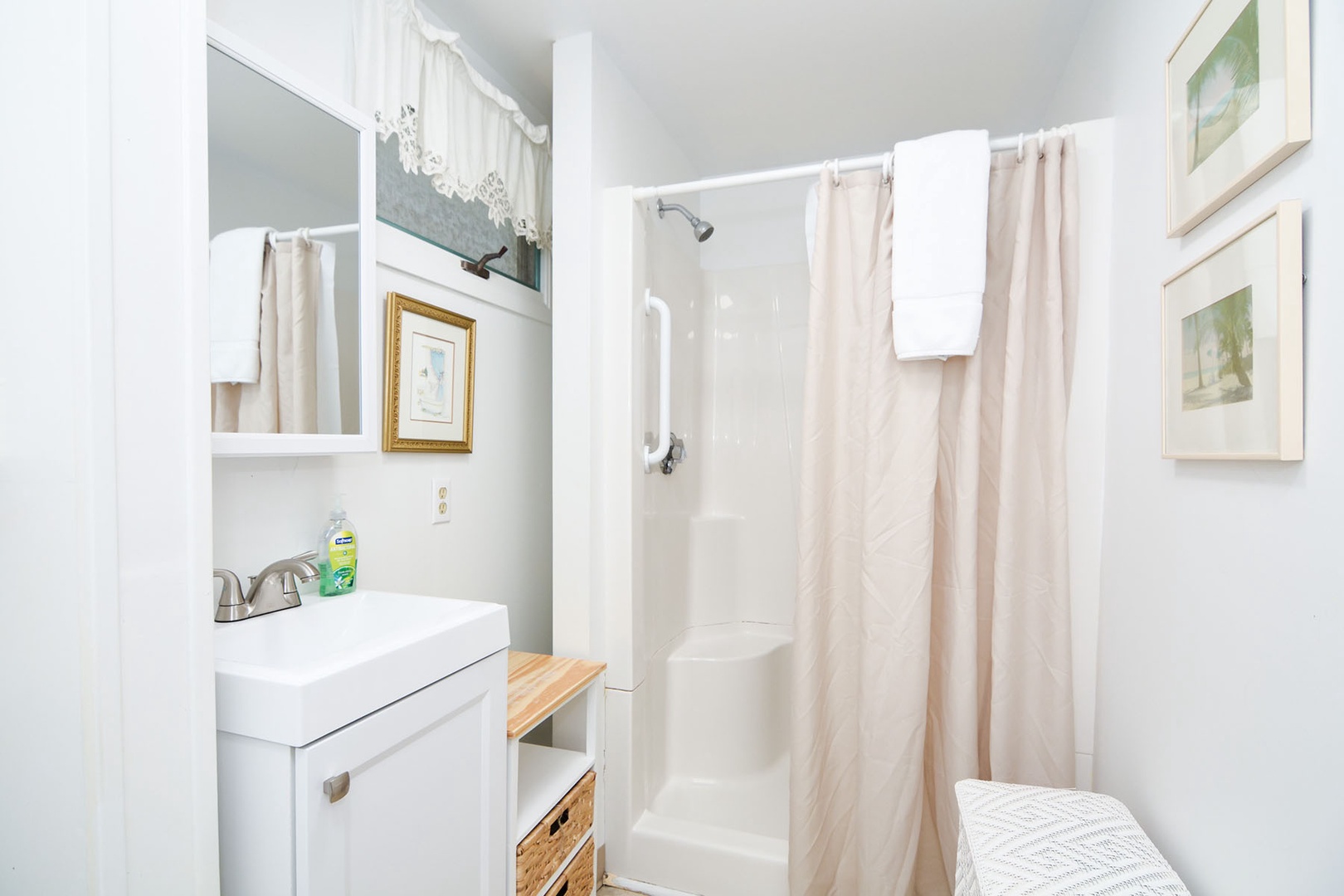 The full bath on the main floor has a step-in shower.
