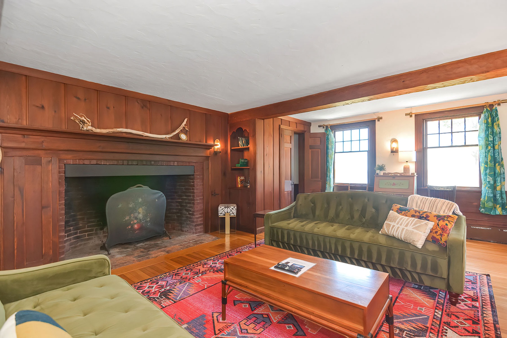 There is a grand (decorative) fireplace.