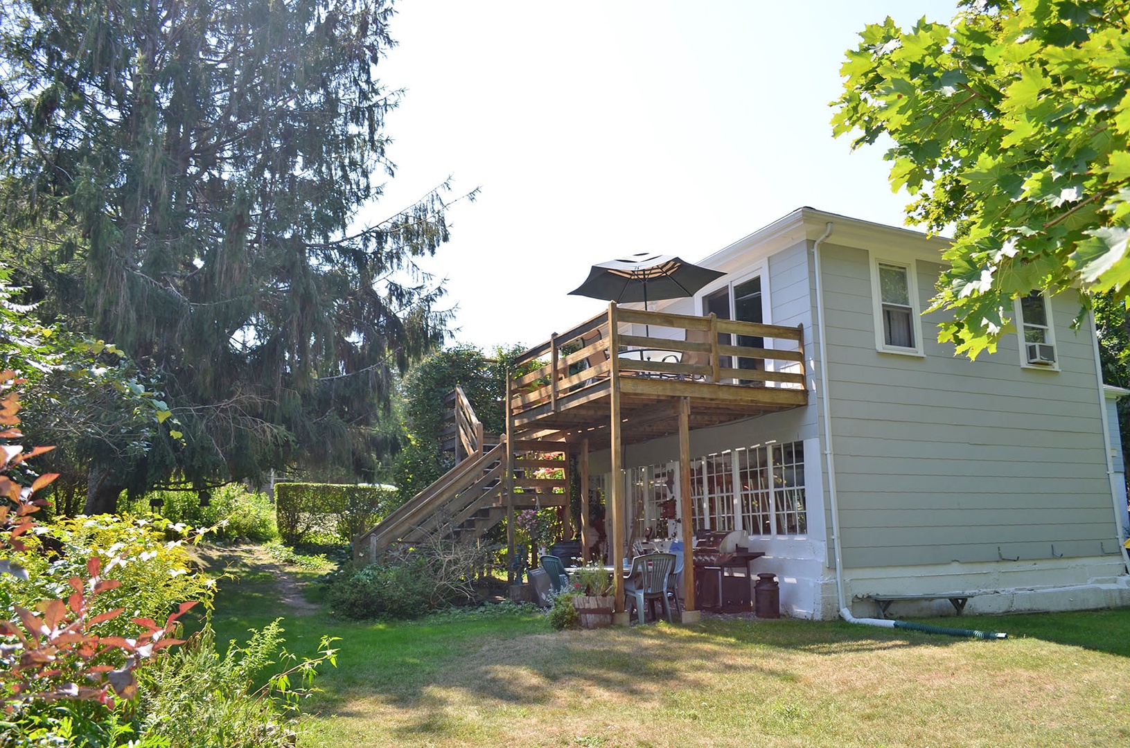 The home has a large backyard.