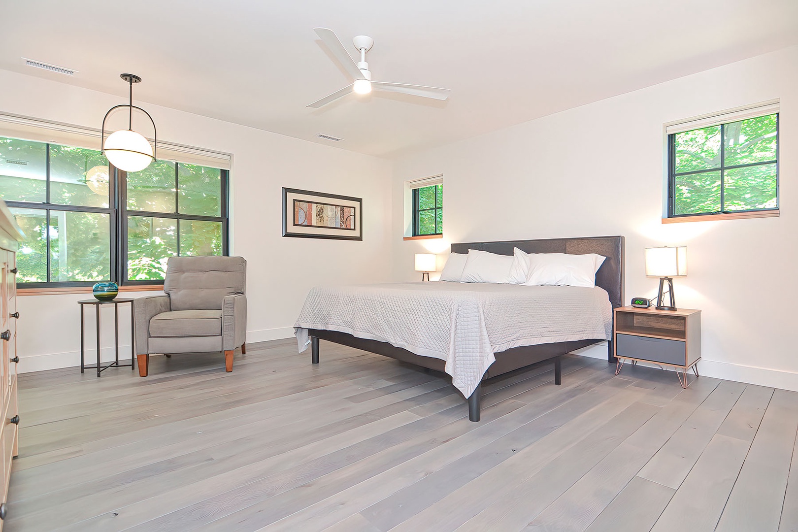 Airy and light Primary bedroom.