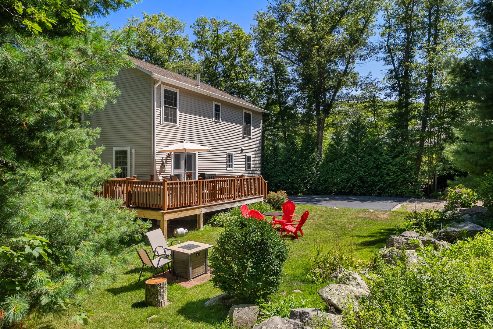 Relax and unwind in the deck and garden area.