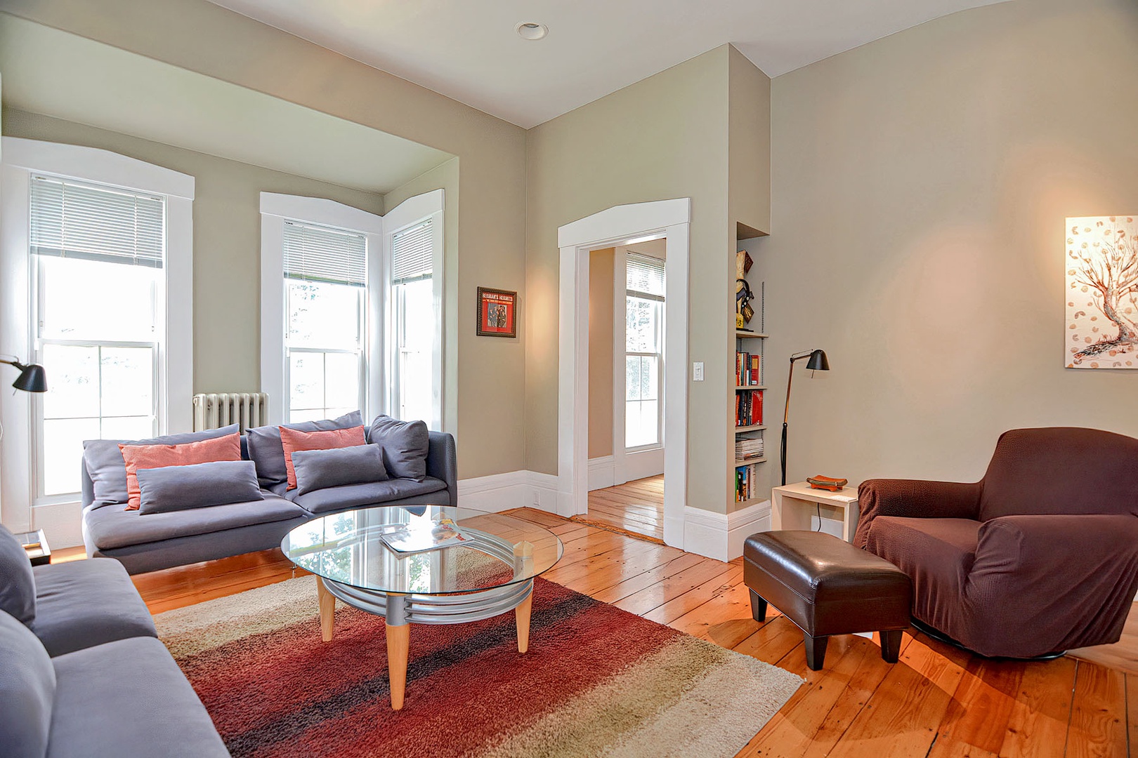There is plenty of natural light through the sitting room windows.