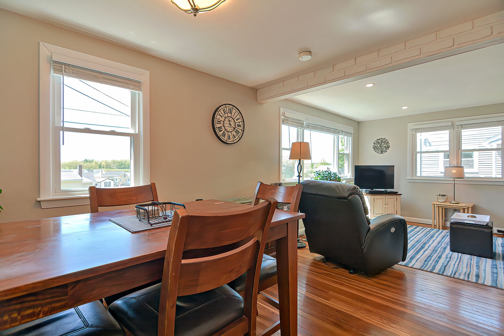 View from the dining area into the living area.