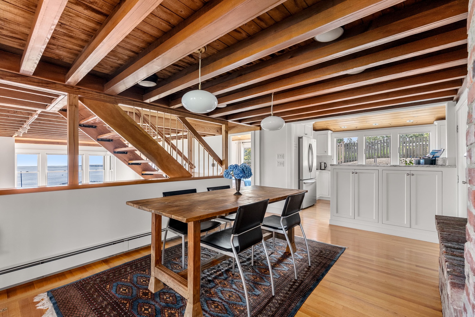 The dining area is just next to the kitchen.