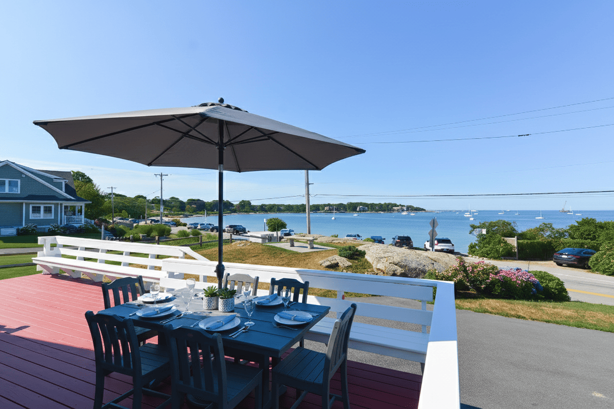 Dine on the deck with water views and gentle breezes.