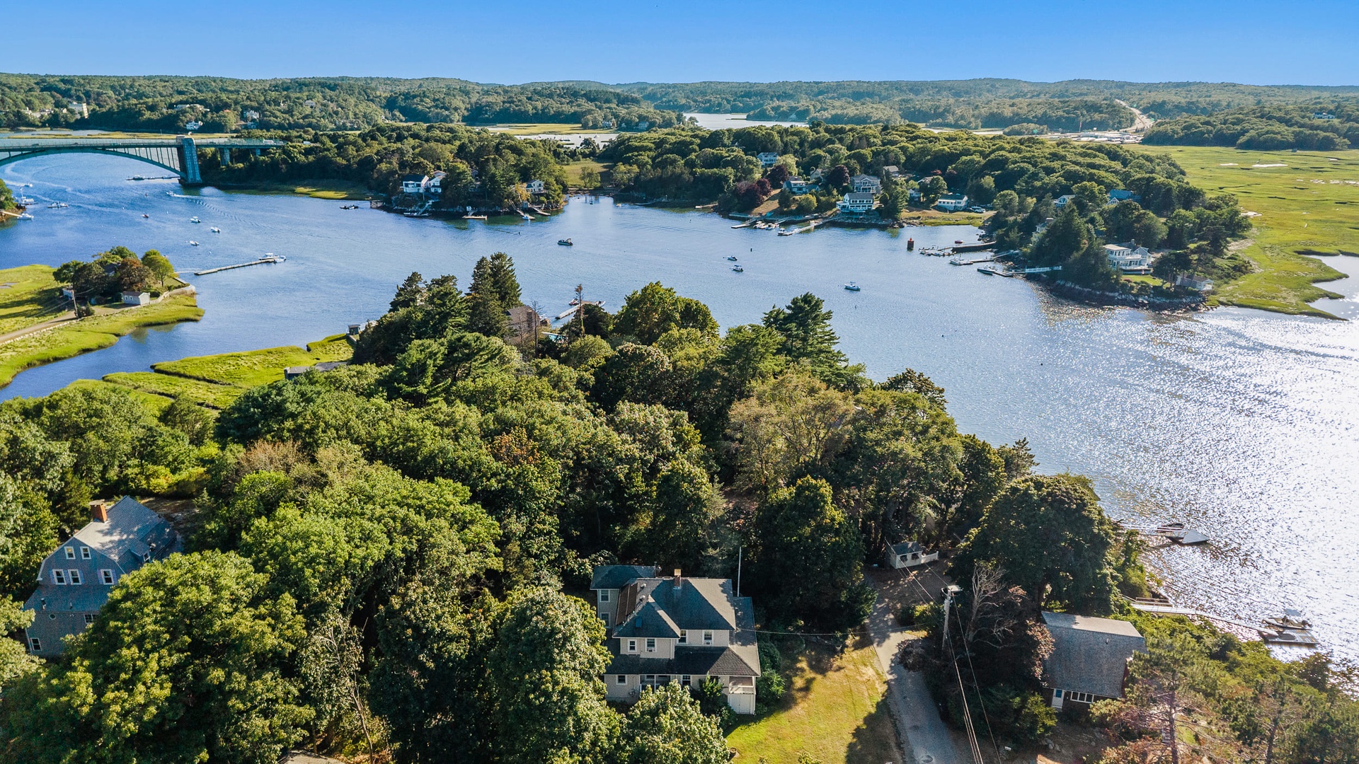 Aerial view of the house.