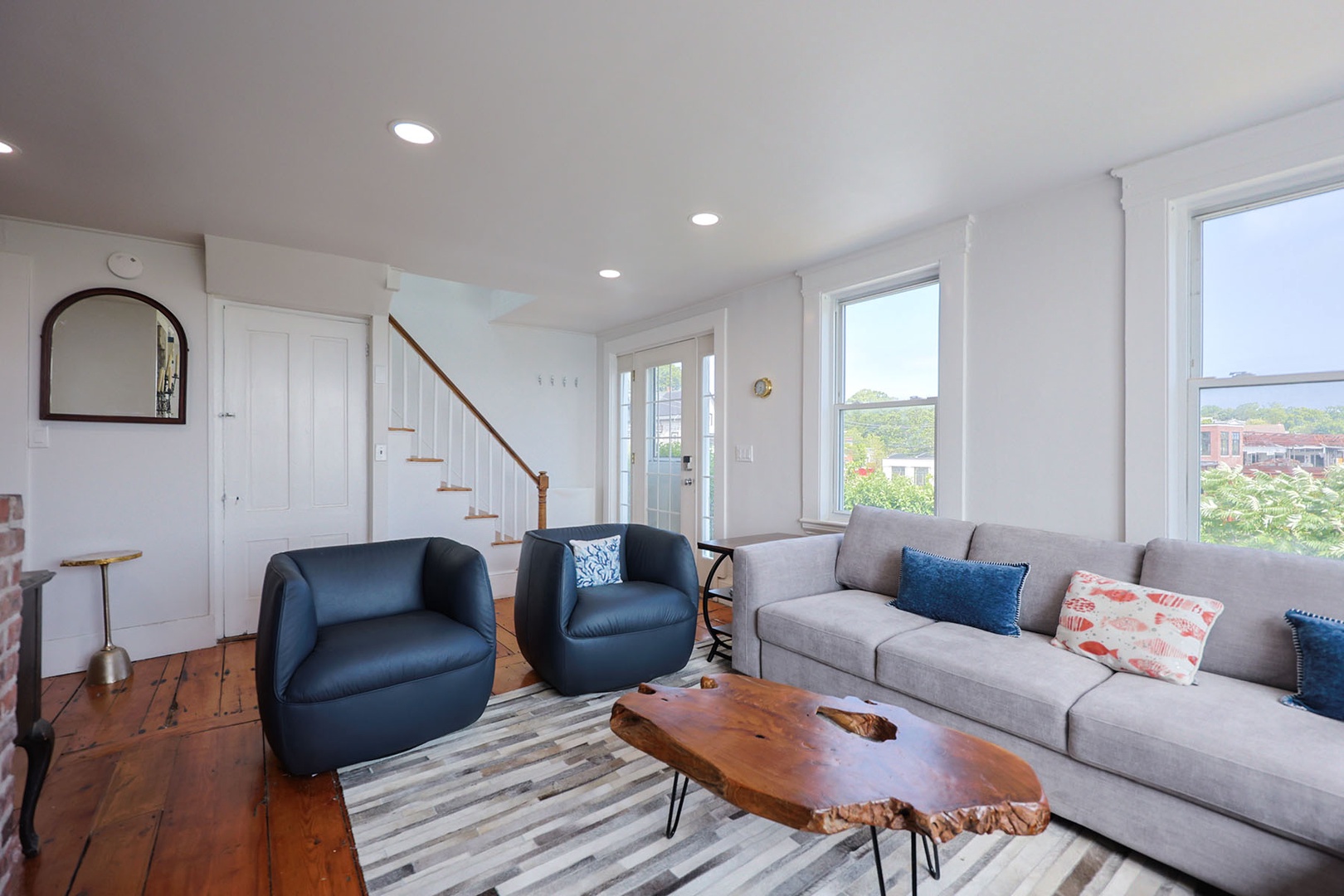 The front door opens into the living room.