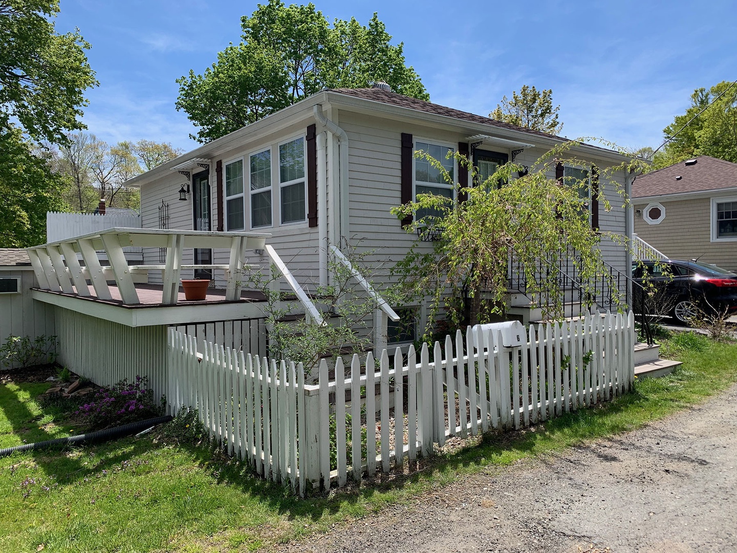 Front exterior and the side deck.