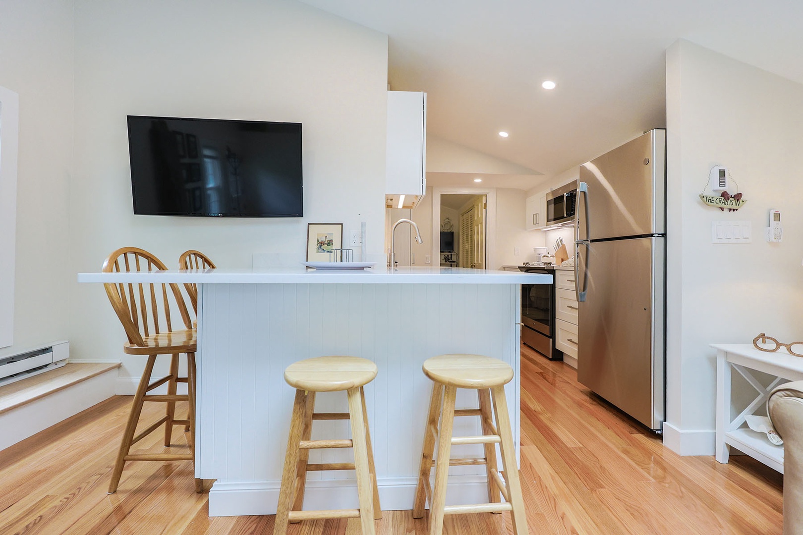 The dining nook seats four.