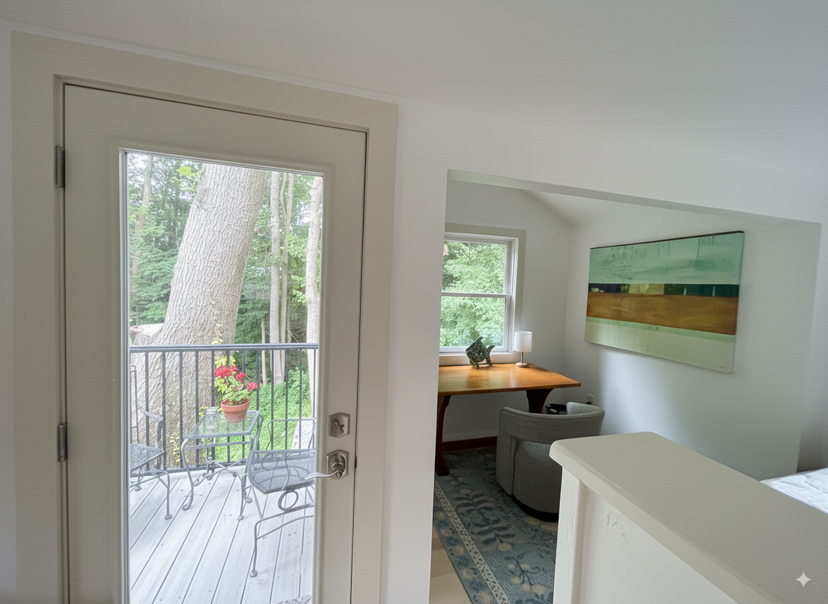 Work area and the door to the back steps.