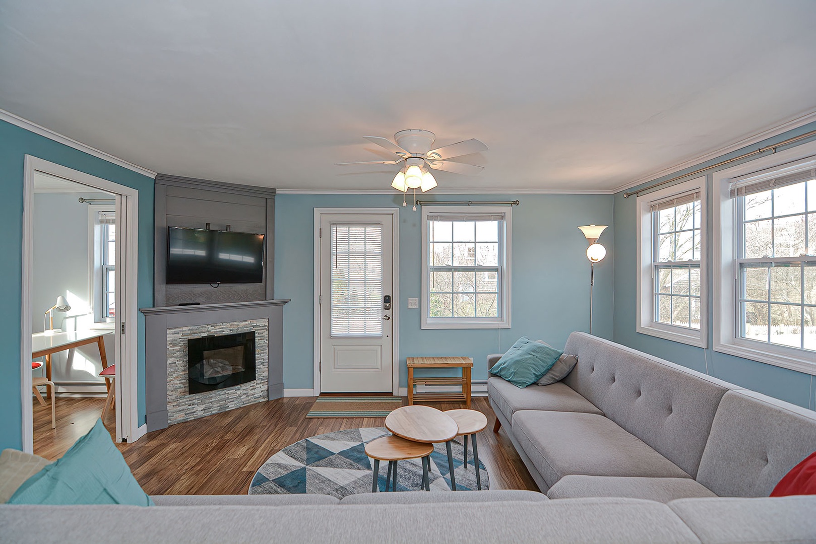 View of the living room and the study.