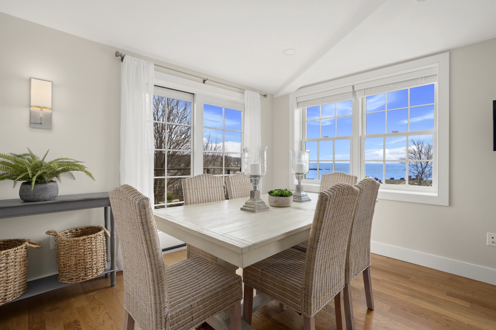 Dining room with an ocean view