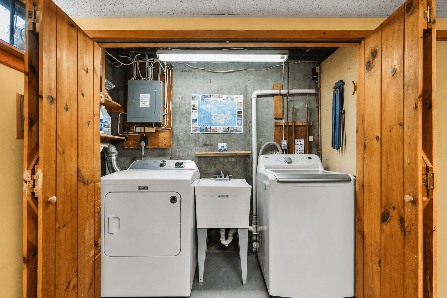 The washer and drye area.