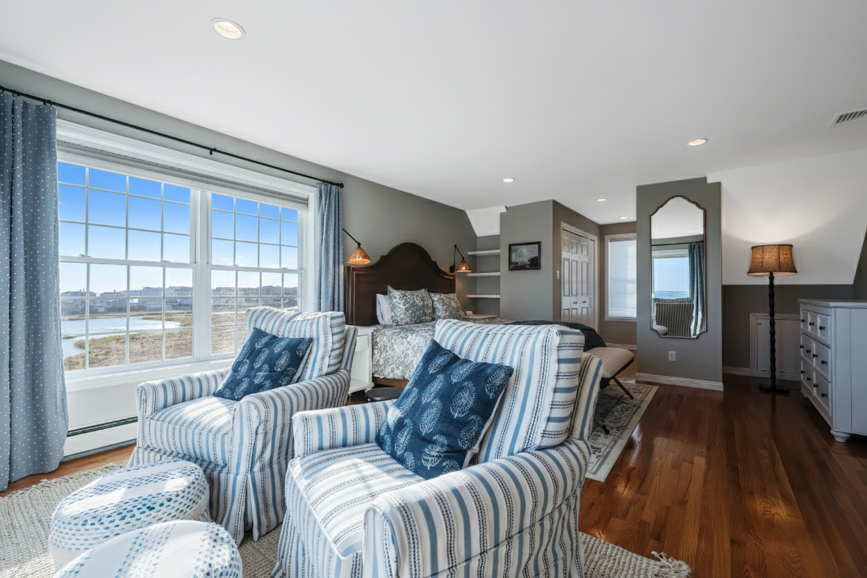Ocean views from the primary bedroom.