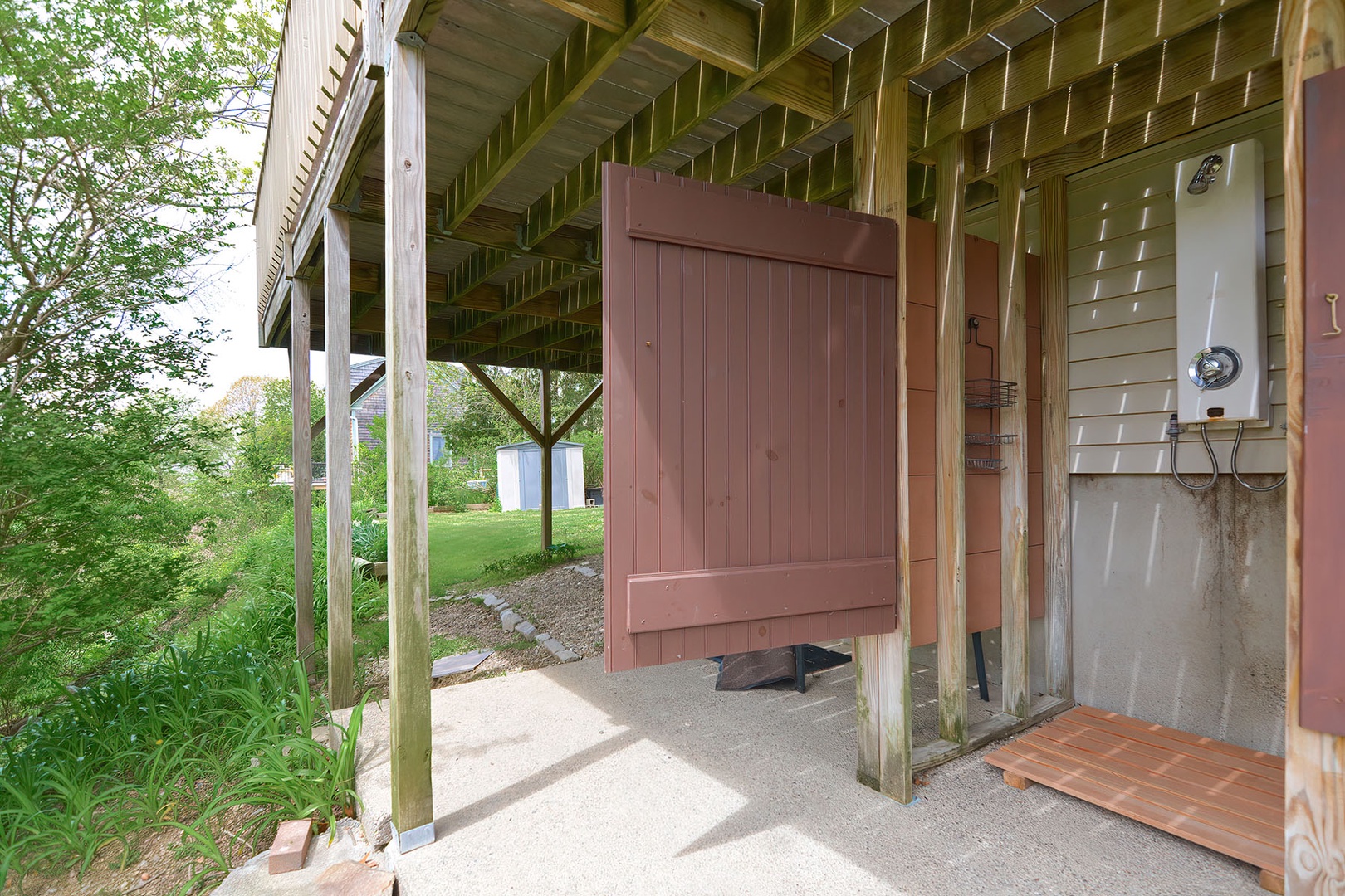 Relax or wash off in the outdoor shower.