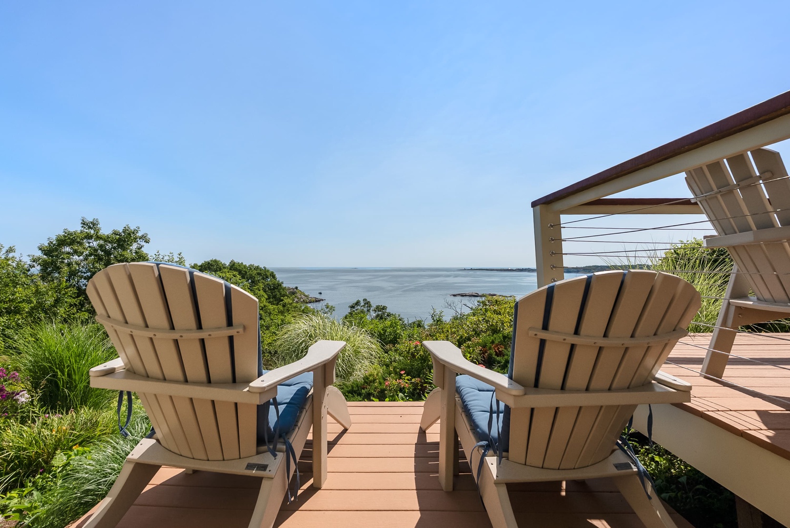 Bask in the views of Sandy Bay from your oceanfront deck.