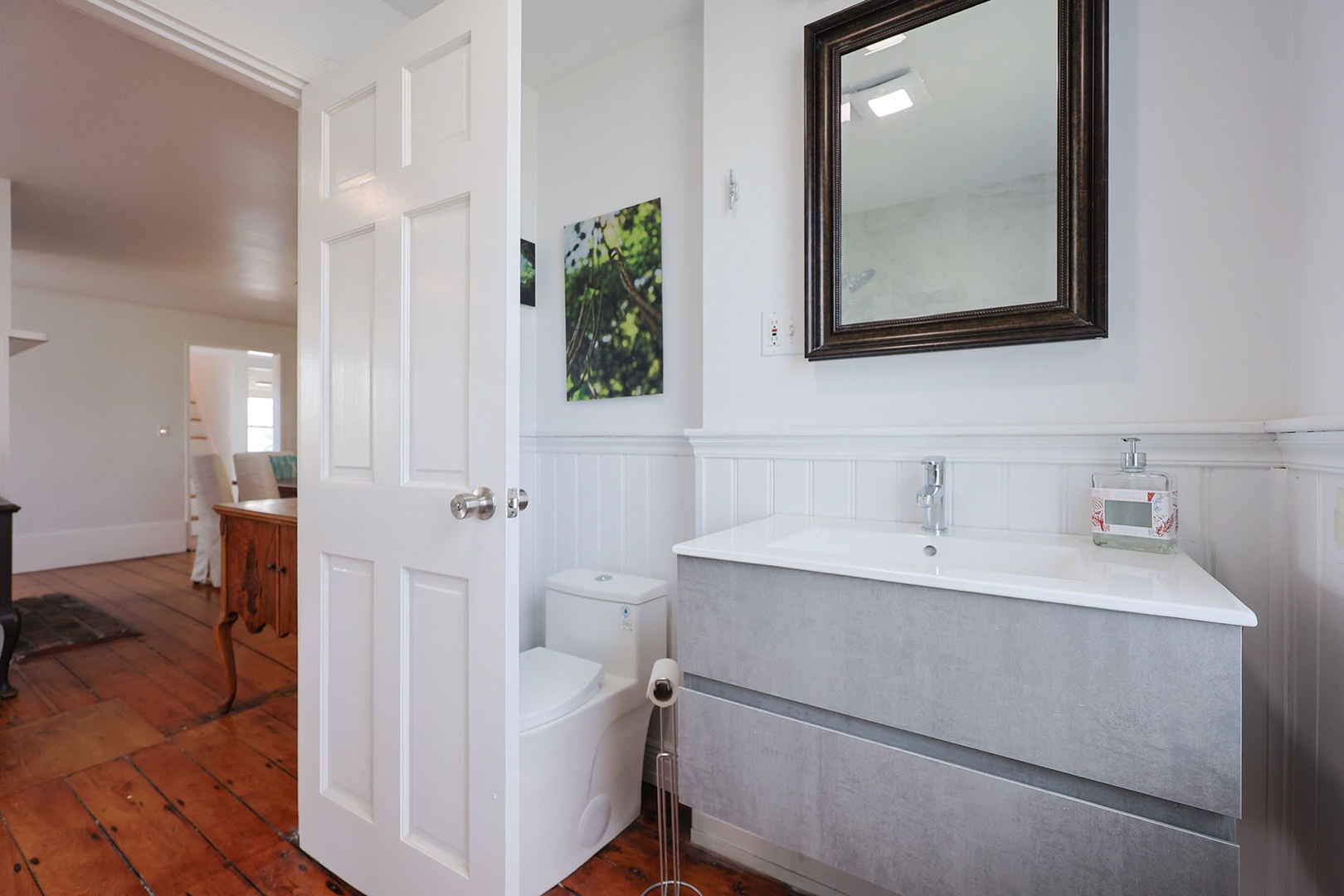 Ground floor full bath with shower and tub.
