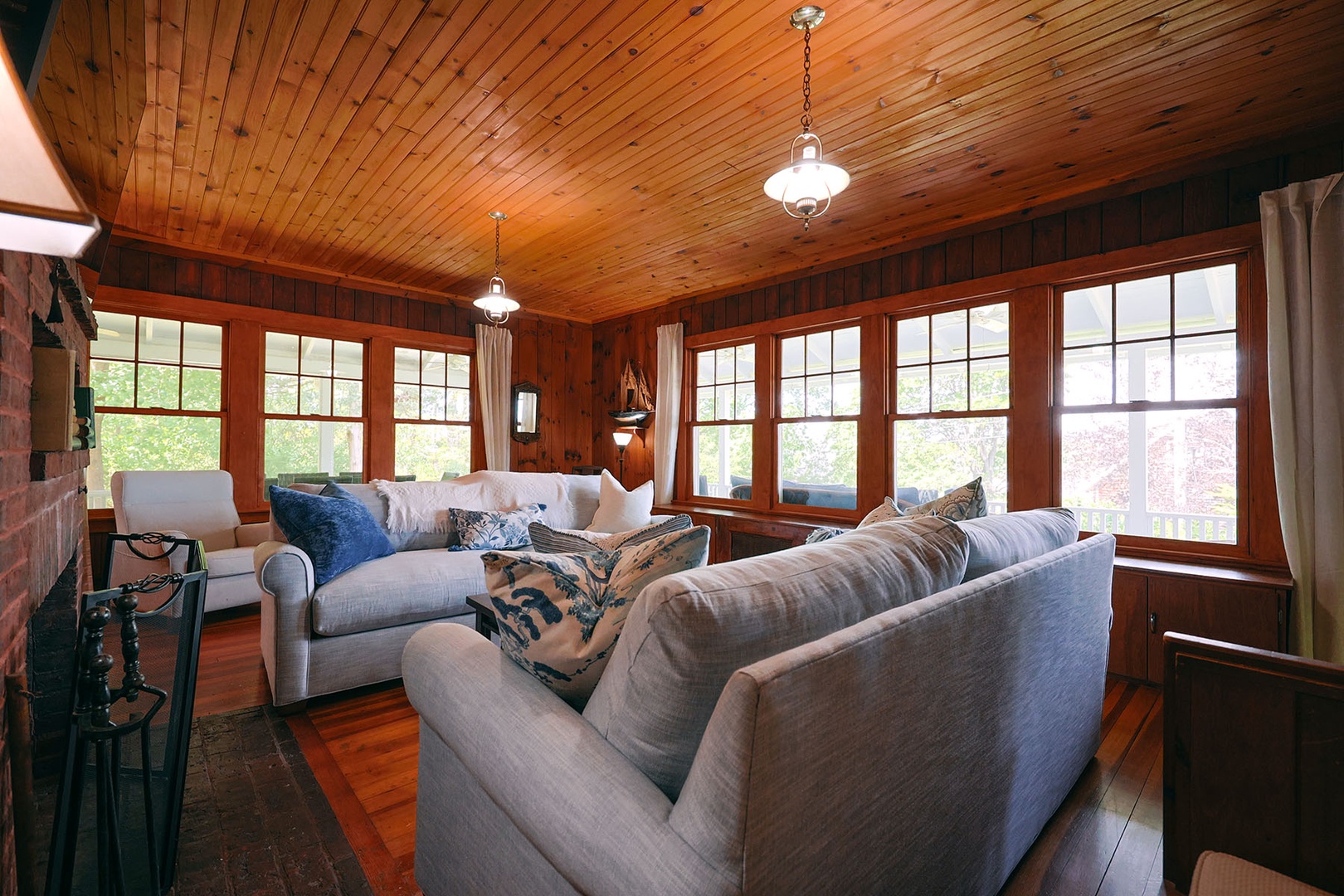 Living Room with views overlooking the front deck and the Annisquam River.