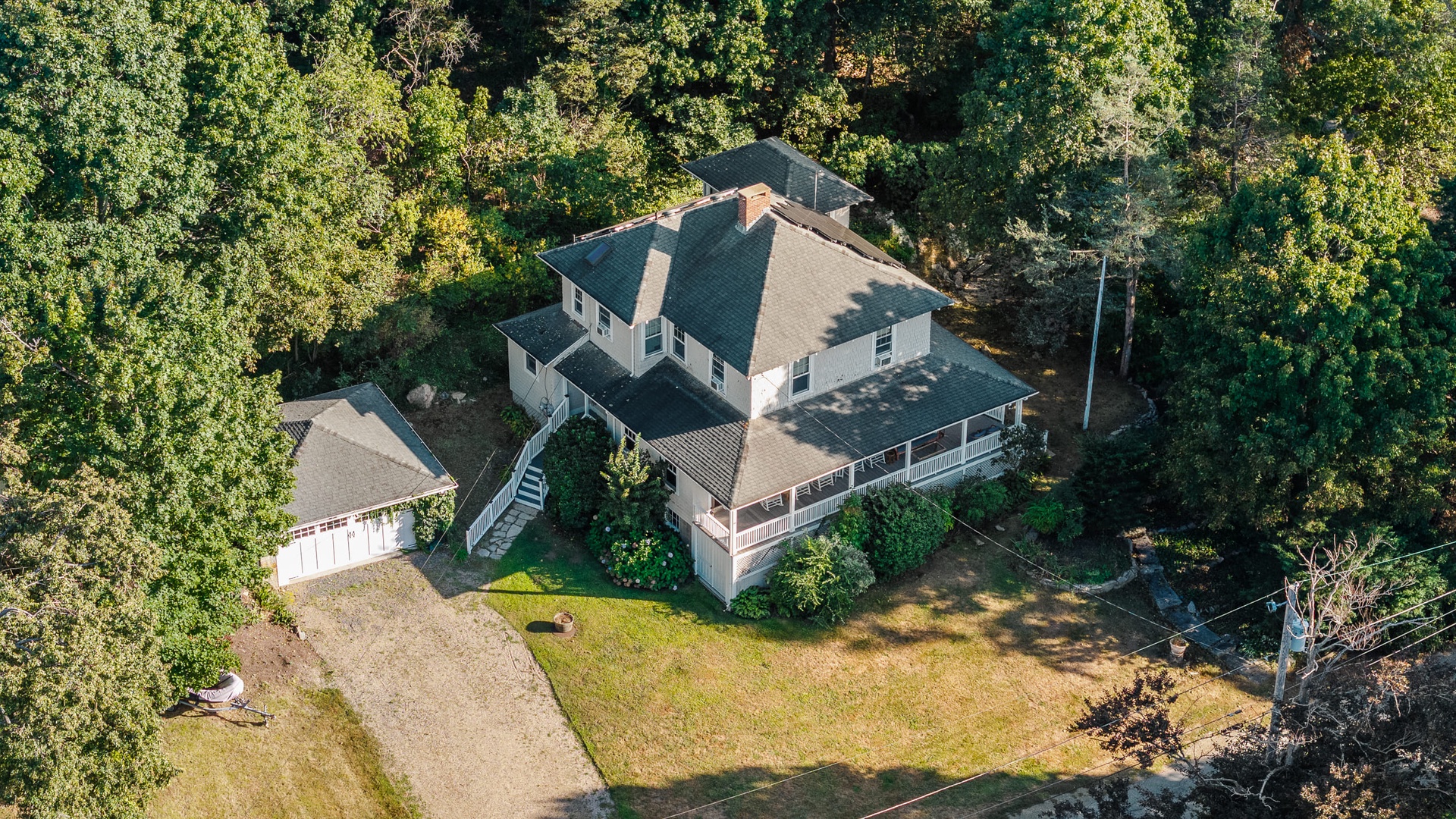 Aerial view of the house.