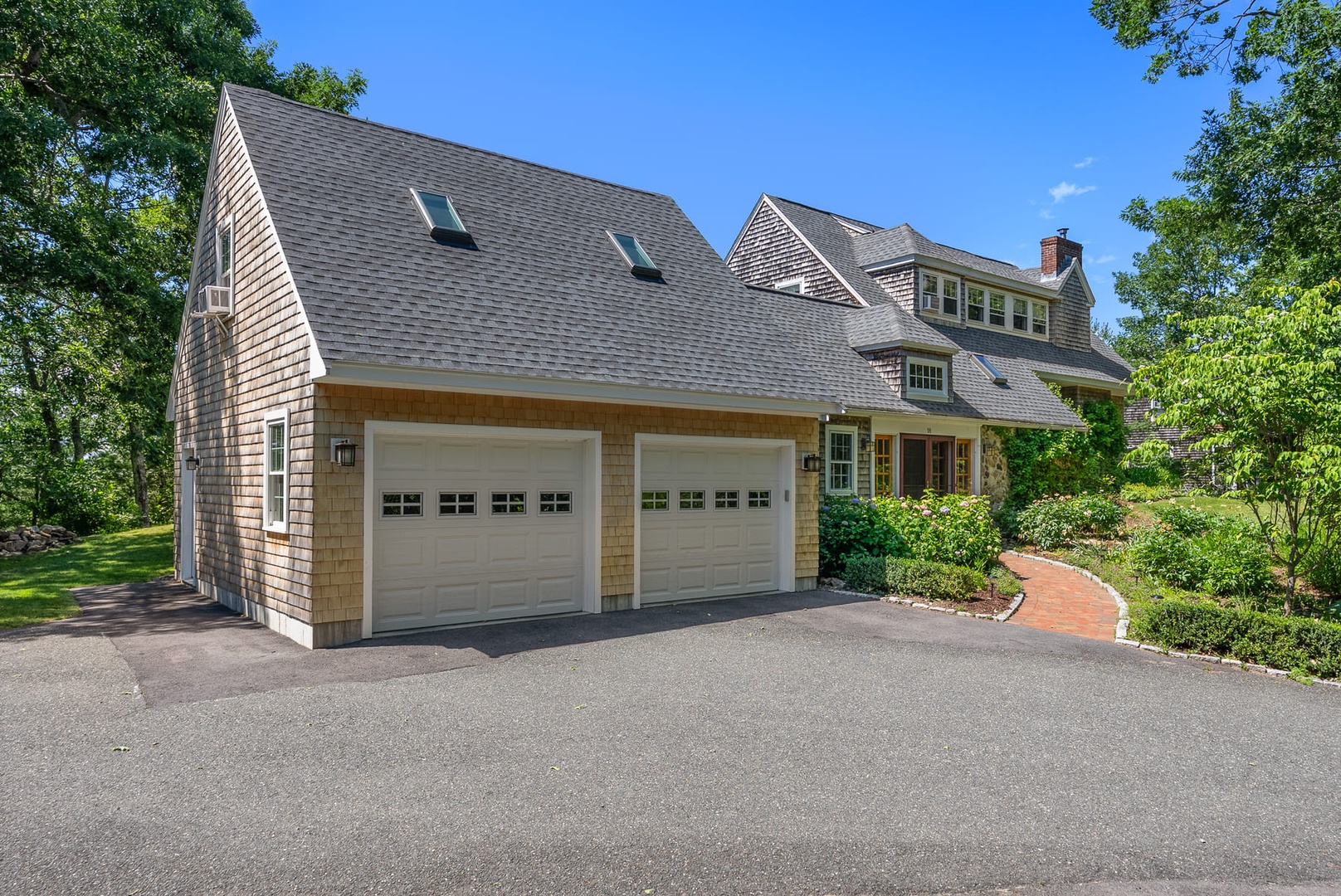 The driveway of the house.