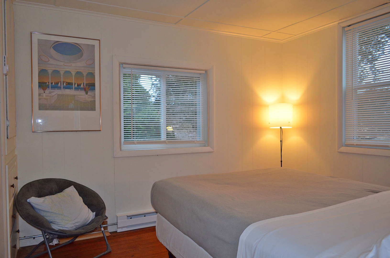 BR 1 offers views of the marsh and has a Queen bed.