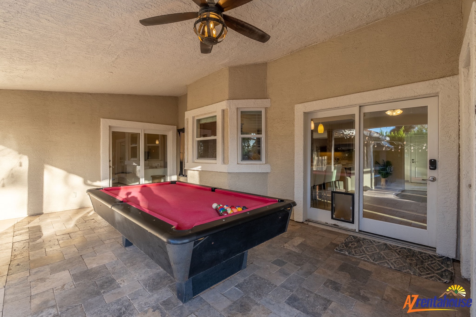 Your private covered patio features a full-size billiards table where you can enjoy friendly games in the warm Arizona breeze, shaded from the desert sun.