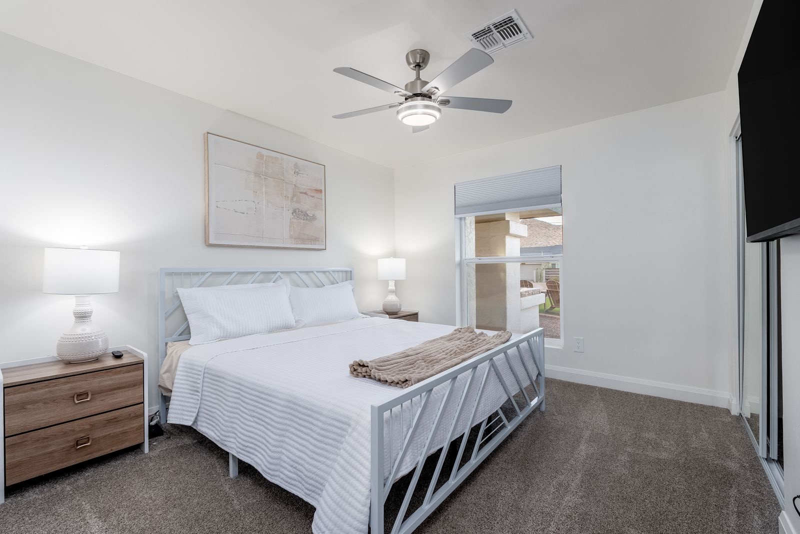 Rest easy in your serene bedroom, where soft linens, gentle lighting, and a calming palette create the perfect retreat after a day of adventure.