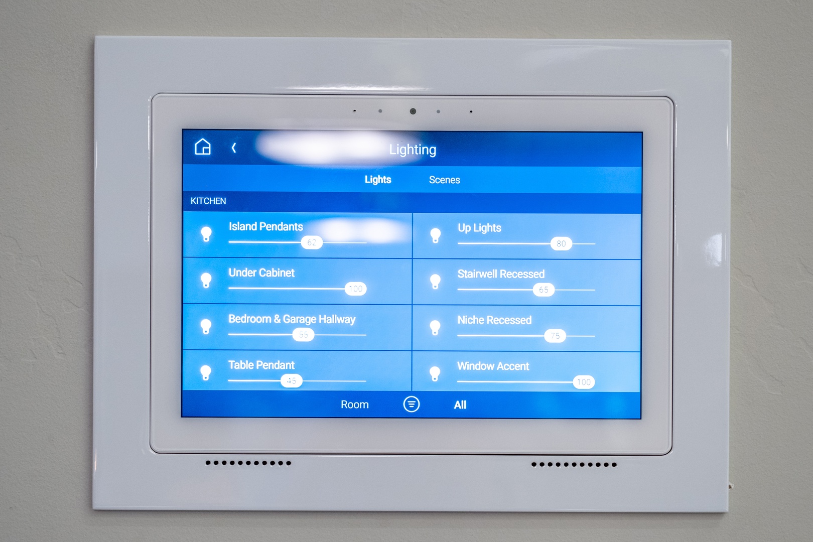Control the ambiance with ease using the smart lighting system—adjust every room's lighting from one intuitive touchscreen panel for your perfect atmosphere.