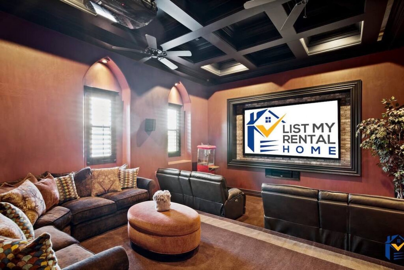 Sink into your private cinema's plush seating and lose yourself in movie magic with surround sound and theater-style comfort.