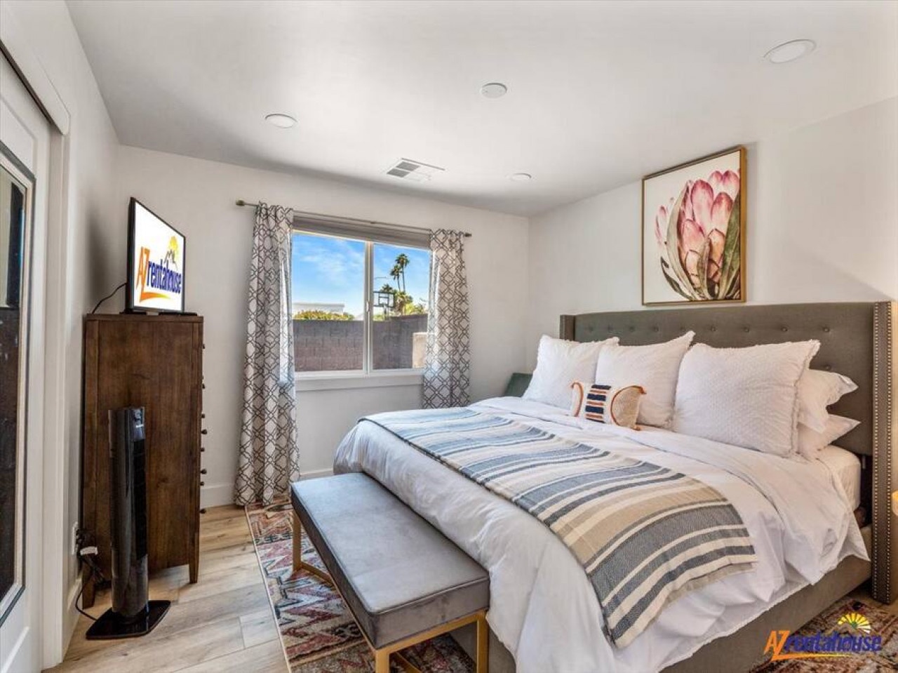 Sink into crisp linens and drift off in your stylish sanctuary, where thoughtful touches and peaceful views create the perfect retreat.